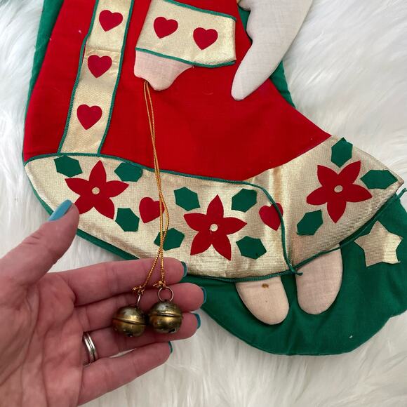 Vintage Christmas Stocking Lot of 2 Santa & Angel Stiff Cardboard Front READ - Picture 13 of 16